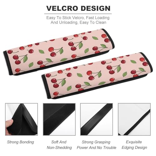 Soft Padded Seat Belt Cover for Girls and Boys, Stroller Pushchair High Chair, 2 Piece Pink Cherry Fruit Theme Cherries Shoulder Protector Anti-Slip Pad - color: Pattern 130