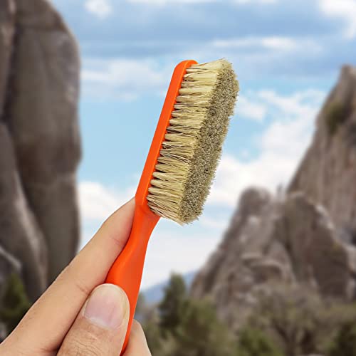 TWO STONES Climbing Chalk Brush with Thick Ultra Durable Boar's Hair Bristles, Bouldering Brush with Ergonomic Handle Portable with Climbing Chalk Bag(Not Included) for Climbing Wall Holds - color: Black+grey