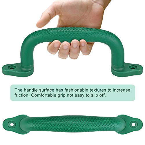 Dolibest 2-Pack Safety Handles for Swing Sets & Playsets - Monkey Bars with Anti-Skid Grip with Finger Indentations, Plastic Grab Handles, Easy Mounting for Climbing Frames, Playhouses, Treehouses - color: Green-2pcs