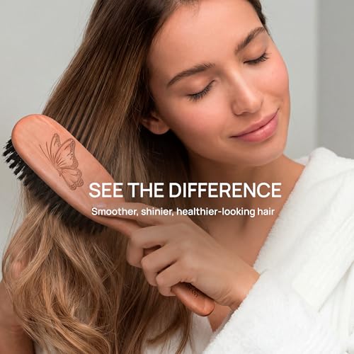Boar Bristle Hair Brush, Fine & Thinning Hair, Pear Wood, Made in Germany | 100% wild boar bristle distributes natural oils for shine, gentle on fine or thinning hair. Pear wood, made in Germany. - size: Tibet