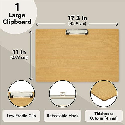Juvale Wooden Clipboard - 11.5 x 17 in, Natural Wood - Lap Board & Lap Easel - Legal Size Clipboard for Forms - Portable Drawing Board - size: 11.5-x-17-inch