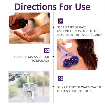 CIATBYYJ Spiky Massage Balls Rollers with Dual Ball Design | Manual Massage Stick, Ergonomic Handle, Lightweight and Portable, Pain Relief for Back Neck Shoulder Leg - color: Purple