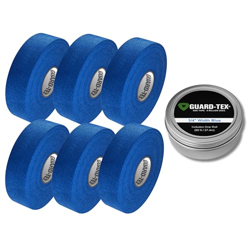Guard-Tex® Blue Athletic Finger Tape - Self-Adhesive Natural Cotton Air-Mesh™ No Residue - 3/4 Inch - 6 Pack x 90ft (540ft) USA Made - color: Cobalt Blue, size: 6 rolls, 3/4"
