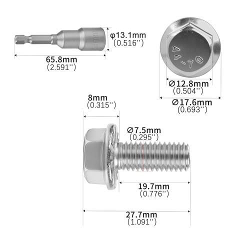 M8x20mm Serrated Flanged Hex Head Screws Bolts 25pcs HS/JXLS-10 | 304 Stainless Steel, External Hex Machine Screws, Equipped with Hex Sleeve, for Construction, for Automotive, for Industrial - size: M8x20mm