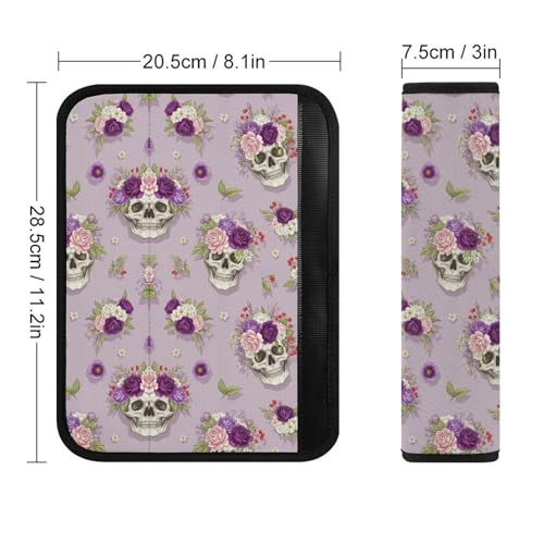 2 Pack Skull Rose Pink Seat Belt Shoulder Pad Breathable Shoulder Harness Cover for Child, All Vehicles, Neck and Shoulder Support - color: Pattern 257