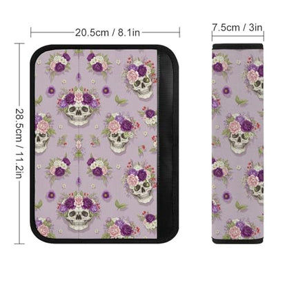 2 Pack Skull Rose Pink Seat Belt Shoulder Pad Breathable Shoulder Harness Cover for Child, All Vehicles, Neck and Shoulder Support - color: Pattern 257