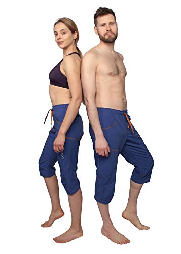 Ucraft "Xlite Rock Climbing Bouldering and Yoga Knickers ¾ Men's and Women's Capri Pants. Lightweight, Stretchy, Breathable - color: Deep Blue Melange, size: Medium