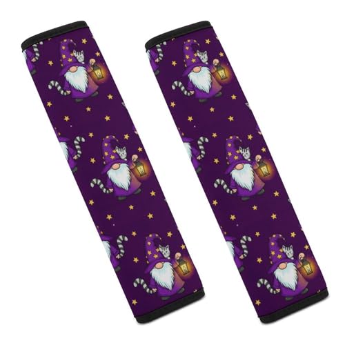 2PCS Cartoon Sleepy Gnome Purple Seat Belt Shoulder Pad Soft Padded Harness Pads Strap for Adults and Children, All Vehicles, Anti-Slip Pad - color: Pattern 343