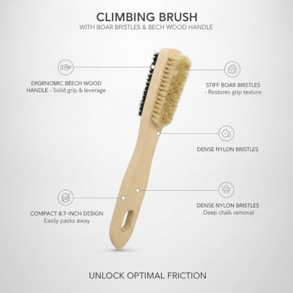 Climbers' Essential Brush with Beech Wood Handle for Chalk and Mark Removal