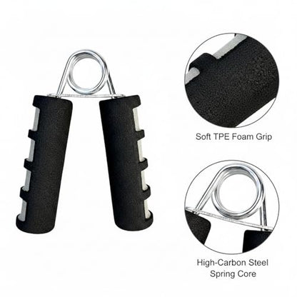 Adjustable Hand Grip Strengthener with Ergonomic TPE Foam Handles for Forearm & Finger Exercise - color: Gray