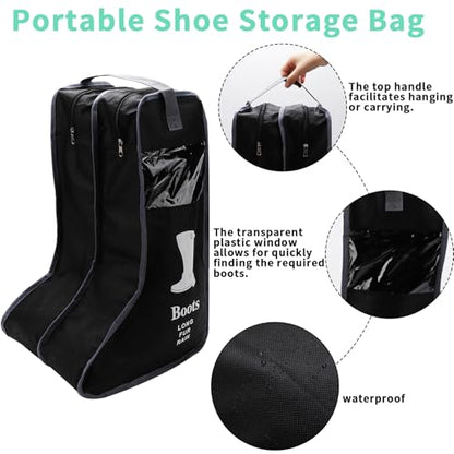 Portable 2 Pack Boots Storage,Tall Boots Storage/Protector Bag | Boots Cover (Black)