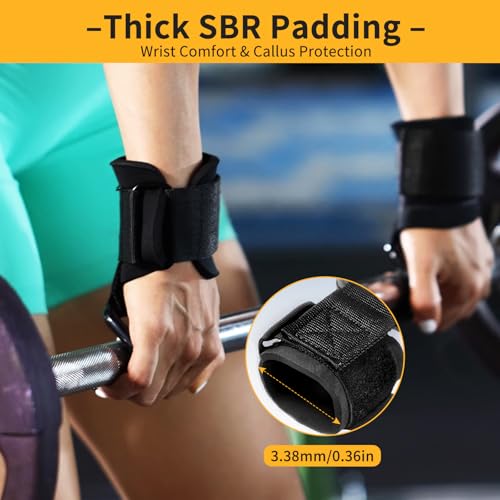 GPANDAG 330LB Weight Lifting Hooks and Lifting Grips for Men and Women(2 Pair), Heavy Duty Lifting Strap Gym Grip for Weightlifting, Deadlifts, Pull-Ups, Strength Training, Wrist Wraps Hook for Seniors