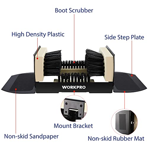 WORKPRO Boot Brush Scraper Outdoor, Shoe Cleaner Brush, Boot Scrubber with Flaps, Heavy Duty Boot Cleaning Brush - style: wide