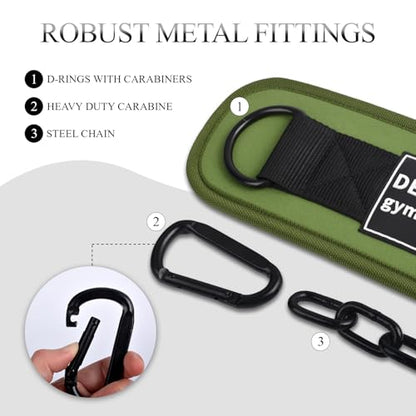 12 mm Thick Heavy Duty Dip Belt with 36 IN Steel Chain, 35" Weighted Pull Up Belt for Added Weight Training, Chin Ups, Pull Ups, Tricep Dips And More - color: Military Green