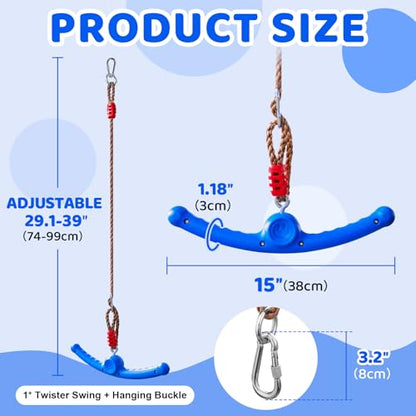 Ninja Swing-Twister 360° Spin Handle: Kids Slackline Accessories & Swing Attachment - Activate Ninja Powers with Epic Twist-Spin Flips! (Blue - Backyard/Playground Hang Toy) - color: Blue