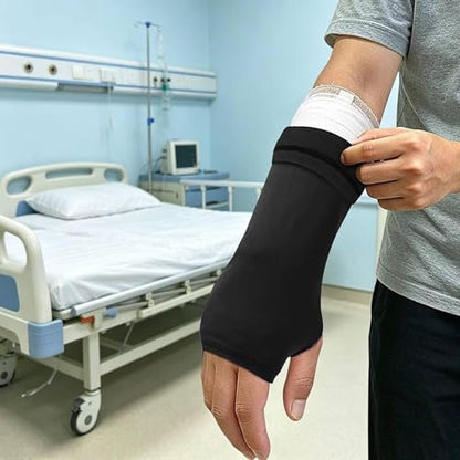 Cover Breathable Flexible Sleeve Soft Elastic Protector Reusable Nylon Spandex Material Open Finger Design Comfortable Compression Suitable, Black - color: Black