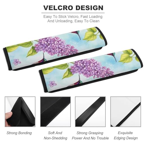 Soft Padded Car Seat Belt Pad for Elderly Support, Stroller Pushchair High Chair, 2 Pack Hummingbird Flower Floral Shoulder Harness Cover Anti-Slip Pad - color: Pattern 851
