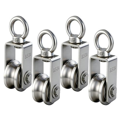 Cable Pulley Block Stainless Steel Swivel with Silence Bearings for Garage,Attic,Kayak,Deer Hanging,Gym Equipment,550LB Lifting,4 Pack