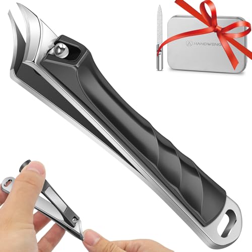 Ingrown Toenail Clippers, Slanted Nail Clippers for Thick Nails for Seniors, Edgy Angled Finger Nail Cutters for Adult, Men, Women with Curved Blade, Nail File - style: Black