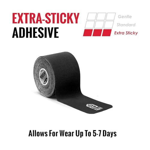 RockTape Go Extra-Sticky Adhesive Pre-Cut Kinesiology Tape (Black) - color: Black, style: EXTRASTICKY
