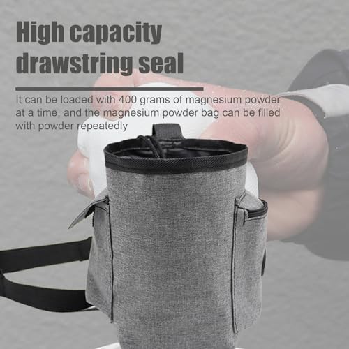 Rock Climbing Chalk Bag Adjustable Belt, Drawstring Closure | Chalk Organizer for Rock Climbing, Bouldering, Weightlifting, Gymnastics, Adults Women Men - color: Gray