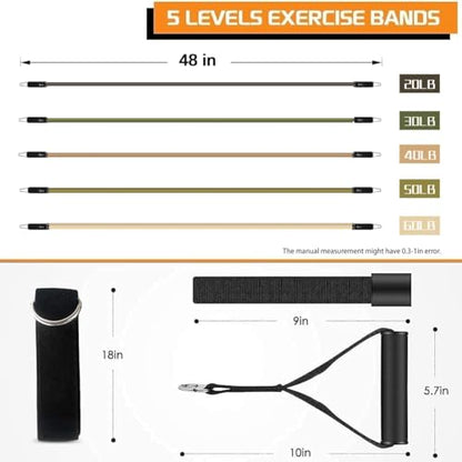 VEICK 10-150LBS Resistance Bands with Handles, Ankle Straps, Door Anchor | Accredited Lab Certified, 100% Natural Latex, Versatile for Yoga, Pilates, Strength, Home Gym - color: Army Green, style: 20-200LBS + 5 Loop Bands
