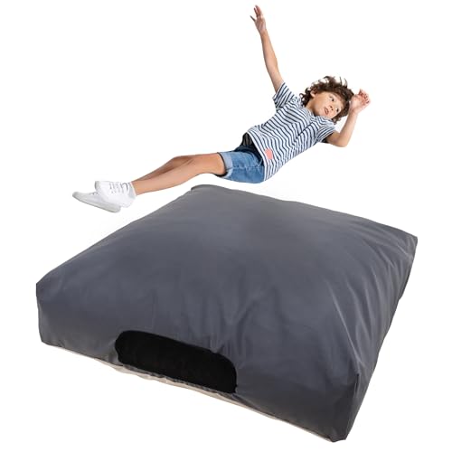 Matini Sensory Crash Pad for Kids & Adult – Crash Mat with Foam Blocks, Waterproof Cover, Non Slip Bottom, Soft Fabric Sensory Pads, Landing Mat for Jumping, Relaxing & Play - 60" x 60" (Dark Grey) - color: Dark Grey, size: 60" X 60"
