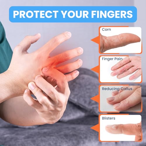 JUMPOW Gel Finger Cots Protectors, Silicone Finger Covers Caps Sleeves Flexible Shields for Fingertip Thumb Protection, Arthritis, Rubbing, Cracking, Hangnail & Pain Relief (Complexion, M, 16PCS) - style: Medium（Short)