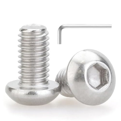 M3 x 6mm 100 Pcs Button Head Socket Cap Screws, 304 Stainless Steel (18-8), Fully Threaded, Bright Finish, Allen Hex Drive, Includes Hex Wrench, for Furniture, DIY, 3D Printing - size: M3 x 6mm-100 PCS