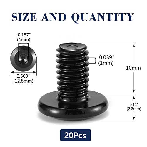 M6 x 10mm 20Pcs Flat Head Hex Socket Cap Screws Bolts, 304 Stainless Steel 18-8, Full Thread, Black Oxide by SG TZH (with Hex Spanner) - size: M6 x 10mm