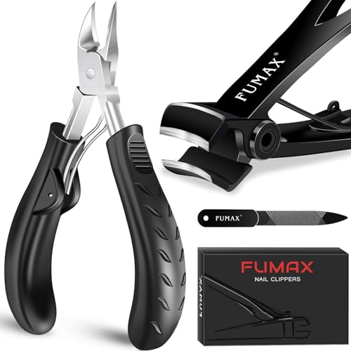 Toenail Clippers for Thick Toenails with Wide Jaw Opening, Large Nail Clippers for Seniors with Long Handle, Heavy Duty Sharp Fingernail Clipper Nail Cutter Gifts for Men Women Adults - color: Black Toenail Clippers Set
