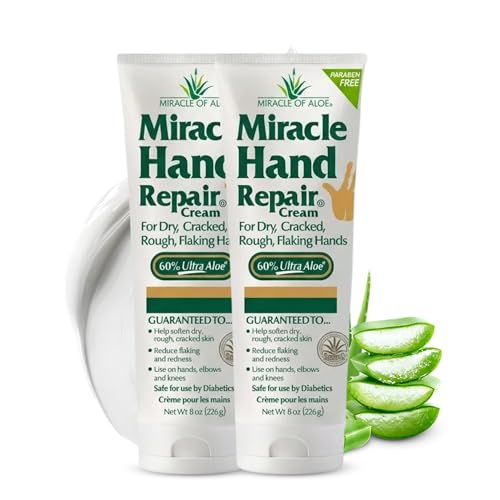 Miracle Repair Hand Cream For Dry Cracked Hands, 8 Oz, 2 Pack, Non Greasy | Cream With 60% Aloe Vera, Hand Moisturizer For Working Hands, Fast Absorbing Lotion For Extremely Dry Skin, Daily Use - size: 8 Ounce (Pack of 2)