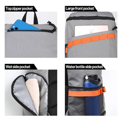 MIER Men's Gym Backpack Lightweight Sports Bag with Shoe Compartment | 35L Capacity Back Pack, Multi-Pockets, Separate Compartment, Wet Pocket, Water Resistant, For Training, Workout & Travel - color: Gray