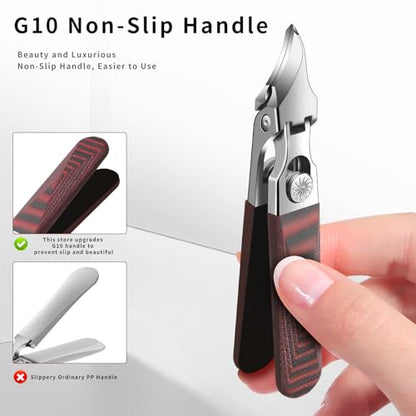Large-Opening Pointed-Edge Nail Clipper - Detailed Trimming for Narrow Areas - G10 Handle & Stainless Steel Blades - Suited for Ingrown-Nail, Thick-Nail Users & Seniors(Straight Red C) - color: Straight Red C