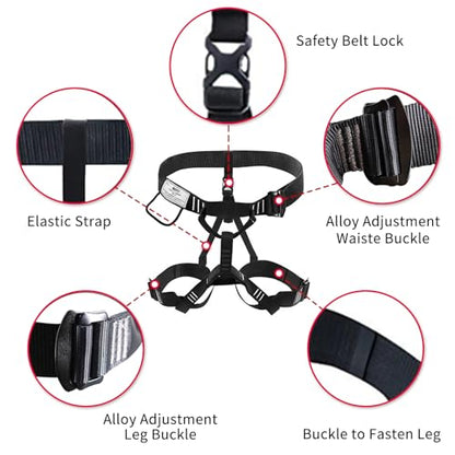 NewDoar Climbing Harness, Mountaineering Rock Climbing Harness, Half Body Harness for Rappelling Fire Rescuing Tree Climbing - color: Black 2