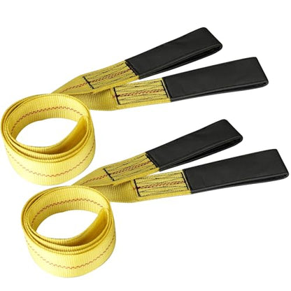 Pindex 2 Pack 2" x 6' Web Lifting Sling 11000 Lbs Breaking Force 3500 Lbs Pulling Forces Lift Sling Straps for Rocks Trees Mowers Tool Boxes in Trailers Tractors Trucks, Yellow - size: 2 inch x 6 feet