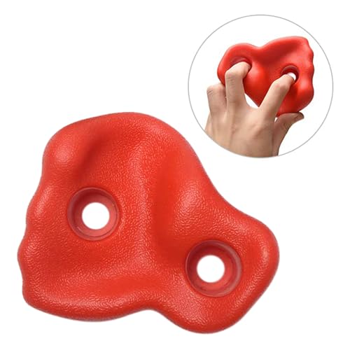 HERCHR 10 Rock Climbing Holds, PE Ergonomic Rock Wall Holds Grips for Indoor and Outdoor Playground Play Set Includes Mounting Hardware - color: Red