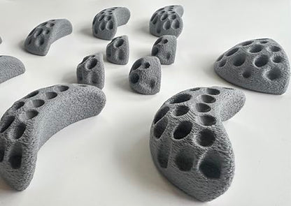 Moon Rock Climbing Holds Easy to Grab Holds for Home Climbing Walls and Swing Sets. Positive in Cut Jugs Great for Kids. Dual Texture, Eco Friendly, Non-Toxic. 2X Stronger Recycled Material.(Grey) - color: Gray