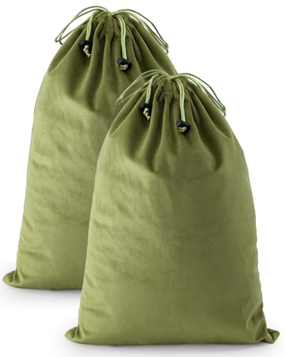 2 Pcs Shoe Bags for Travel, Dust Velvet Bags, Sage Green, 17.3x12.6 Inch | Washable & Reusable Travel Shoe Bags, Dustproof Shoe Bags with Drawstring Closure, Suitable for Travel, Home Storage - color: Sage Green, size: 17.3"x12.6"
