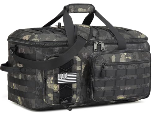 50L Gym Bag for Men and Women, 3-in-1 Duffle Bag for Travel Sports with Shoe Compartment, Military Tactical Backpack for Overnight Weekender Workout - color: Dark CM, size: 50L