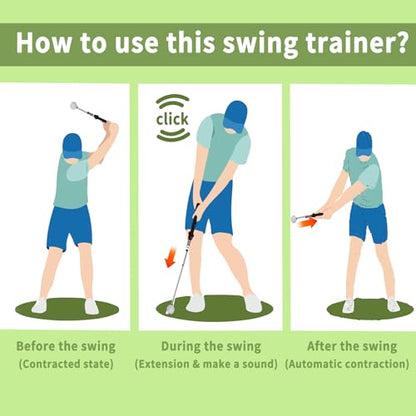 Retractable Golf Swing Training Aid, Golf Grip Trainer & Golf Swing Trainer for Warm-up, Right-Handed Golf Club for Indoor Practice, Golf Accessories - Strength & Tempo Training for Chipping Hitting - style: Left-Handed