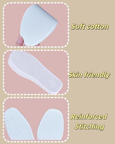 Shoe Insoles for Men Washable & Zero-Drop, 4 Pairs Thick Reusable Cotton Inserts, Breathable Barefoot Pads for Dress Shoes,Derbies,Oxfords & Boat Shoes (White, 9.5 Women / 8.5 Men) - size: 9.5 Women / 8.5 Men