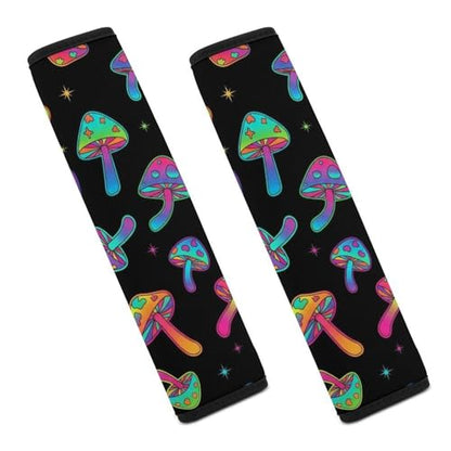 2 Pack Universal Fit Seat Belt Shoulder Pad for Kids, Car Seats Pushchair Strollers High Chair Pushchair, Neon Mushroom Shoulder Protector, Anti-Slip Pad - color: Pattern 640
