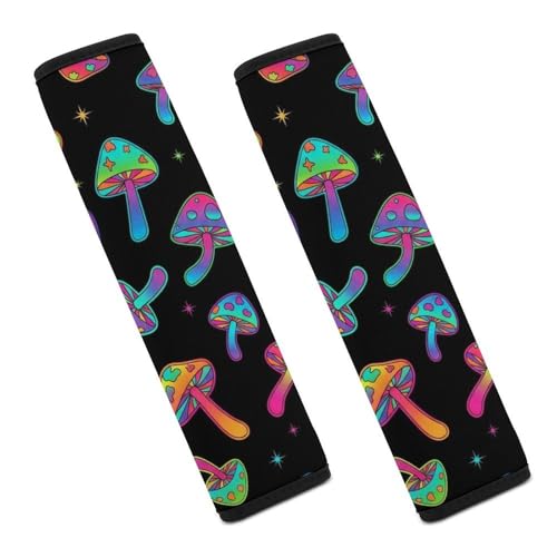 2 Pack Universal Fit Seat Belt Shoulder Pad for Kids, Car Seats Pushchair Strollers High Chair Pushchair, Neon Mushroom Shoulder Protector, Anti-Slip Pad - color: Pattern 640