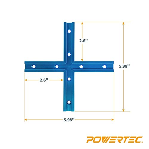 POWERTEC 71609V 3" T-Track Intersection Kit with Predrilled Mounting Holes, for Universal T Track, T Track Accessories for Woodworking Jigs and Fixtures - size: Intersection kit, 1 Set