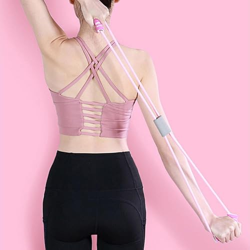 Pedal Puller Resistance Band 8-Tube Puller Rope | with 8-shaped Training Strap Adjustable Elastic Yoga Bands for Stretching for Fitness Workout Pilates - color: Pink