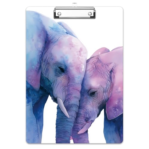 Rimilak Wood Clipboard, 8.5x11 Hardboard Clip Board, Elephant | Fun Design, Cute Custom Pattern, 9 x 12.5 in Letter Size for Classroom, Teachers, Kid, Woman, School & Office Supply - color: Elephant