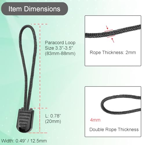 10 Pack Backpack Replacement Zipper Pulls Black - color: Black