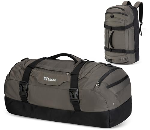 Ubon Convertible Duffel Backpack Weekender Gym Bag with Shoe Compartment | Available in 45L, 55L, 65L, 80L Multiple Capacities - color: Grey, size: 45L