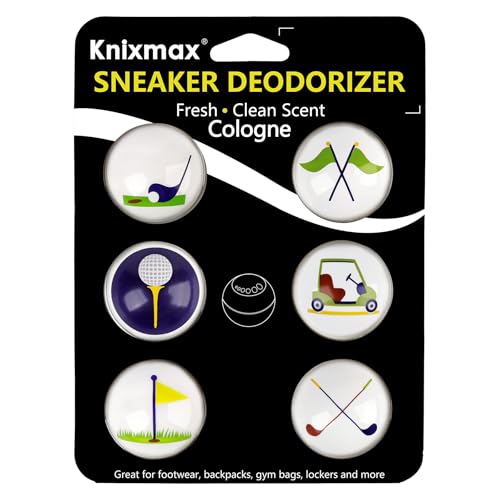 Knixmax Sneaker Deodorizer Shoe Freshener Balls, Odor Eaters for Shoes Boots Mules, Smell Eliminator Ball for Gym Gear Bags and Lockers, Cologne Scent, Pack of 6 Golf - color: 7. Golf: Cologne